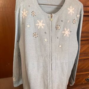 Croft and Barrow Light Blue Snowflake Cardigan